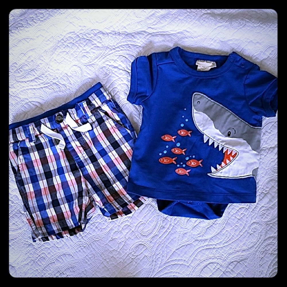 Infant shorts set with attached onesie